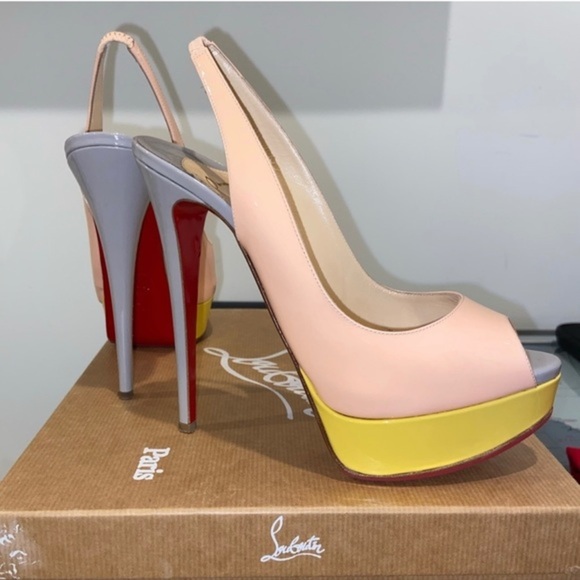 Christian Louboutin Peep Toe Slingback Heels-37.5 - Picture 2 of 9